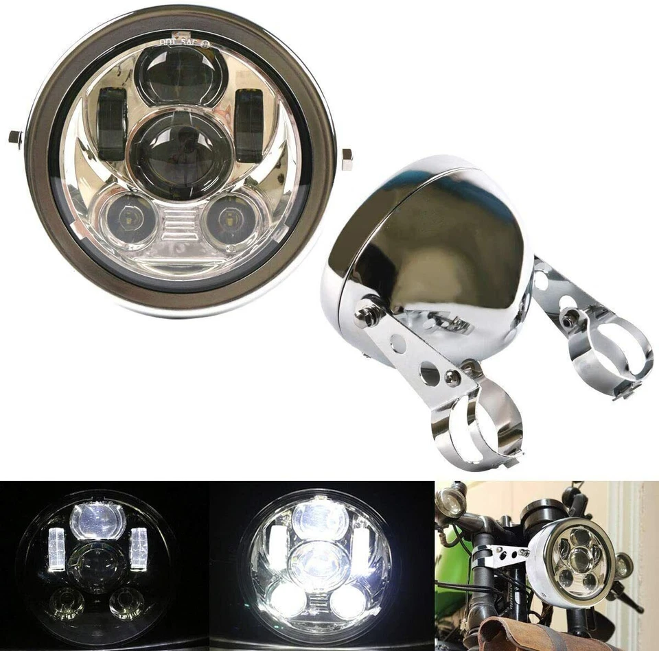 Faro LED 5,75" + carcasa para Kawasaki Vulcan VN 750 800 900 1500 1600 1700 Foto 2 de 4