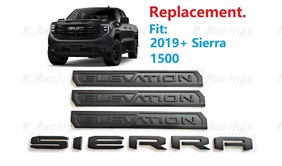 4PCS Matte black Door Rear Elevation Sierra Emblems 2019+ Sierra 1500 25003500HD