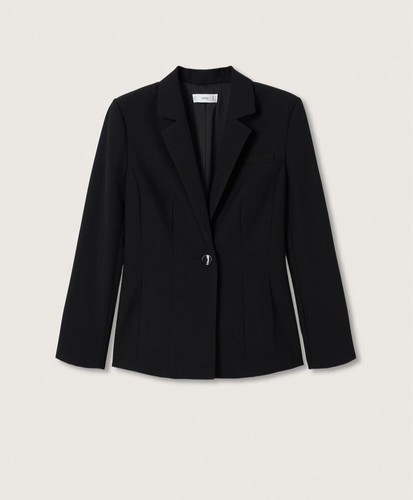 Mango Fitted Tailored Smart Suit Black 6 4 Jacket Trousers BNWOT XS £80 - Picture 6 of 14