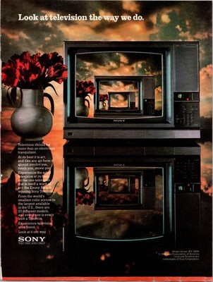 Sony Trinitron TV Ad 1980 Vintage Magazine Print Infinity Mirror Art
