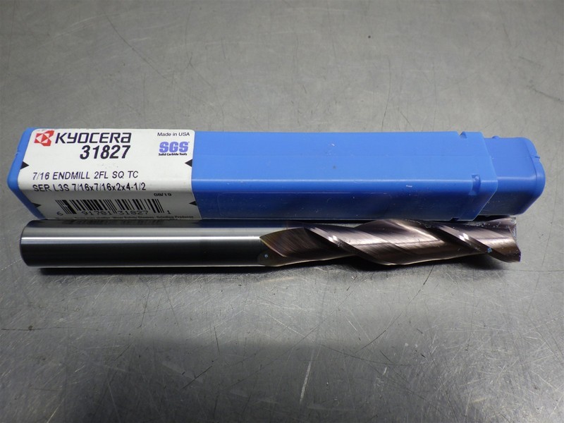 1 NEW! KYOCERA SGS 7/16" Carbide 2FL Endmill 31827