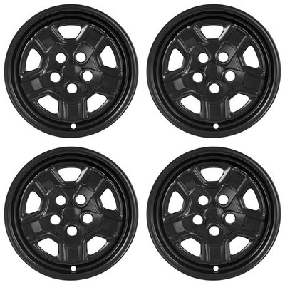16'' Black Wheel Skins Hub Caps 5 Spoke Covers Simulators for 07-17 Jeep Patriot