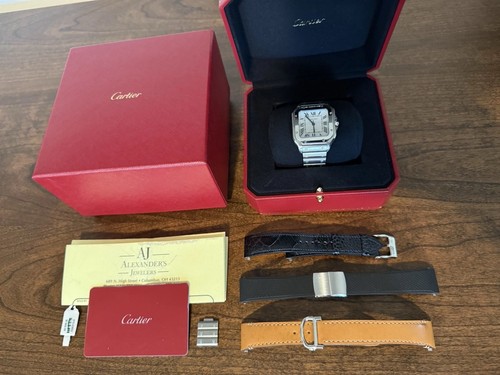Cartier Santos Medium WSSA0029 4075 35.1 mm Silver Dial Steel Box Paper