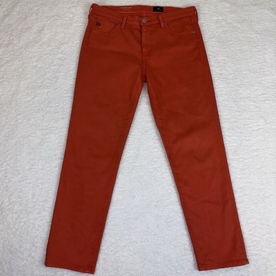 AG Adriano Goldschmied Jeans Women 29 Coral Orange The Prima Crop Cigarette Crop