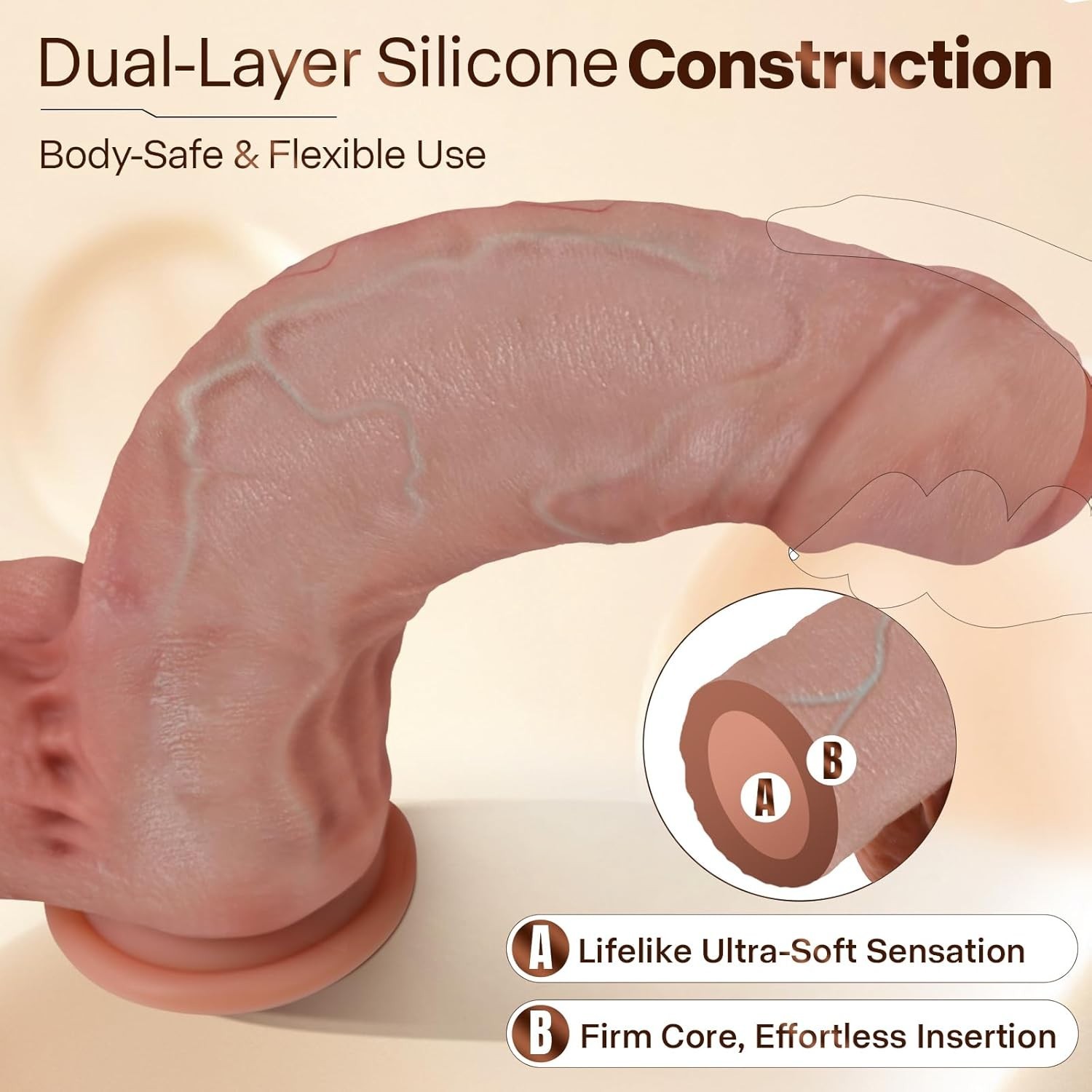 11'' Realistic Uncut Foreskin Big Dildo Huge Thick Dildo with Strong Suction Cup