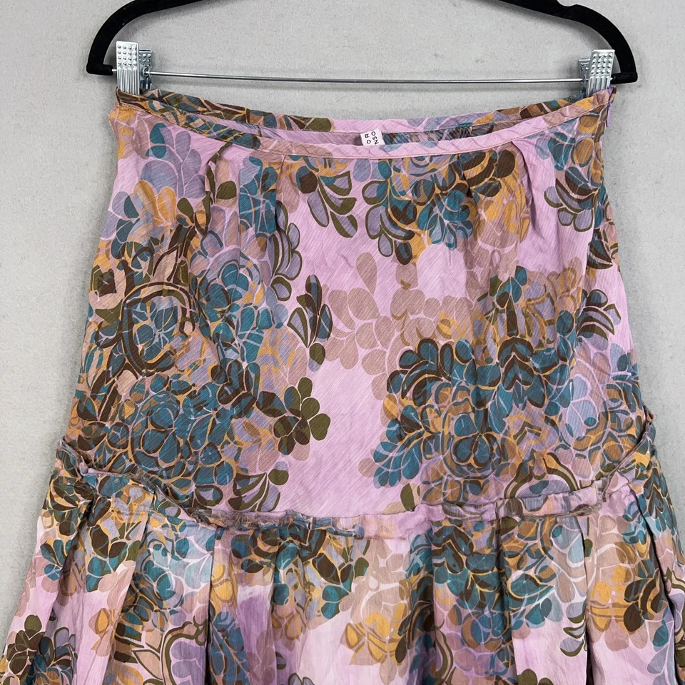 Falda Gregory Parkinson para mujer 10 púrpura floral con volantes dobladillo midi línea A Foto 2 de 4