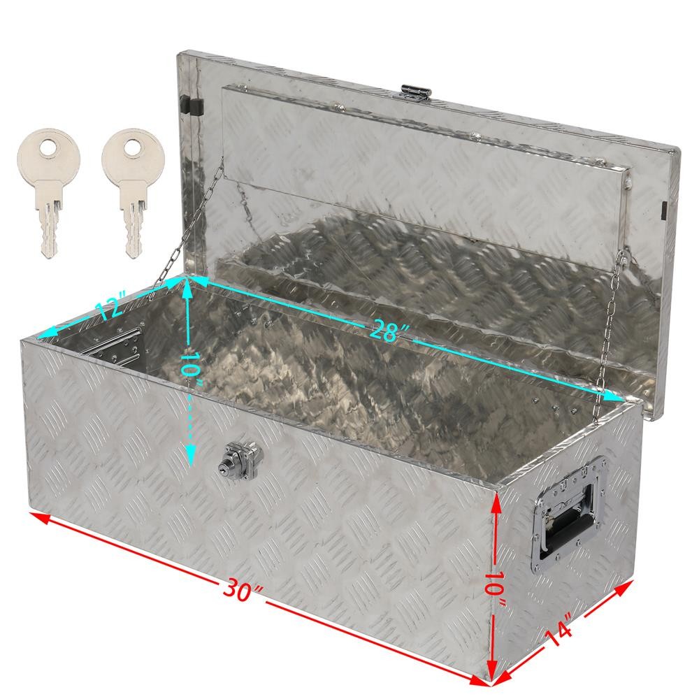 30 Inch Aluminum Truck Bed Tool Box with Lock and Key for Secure Storage
