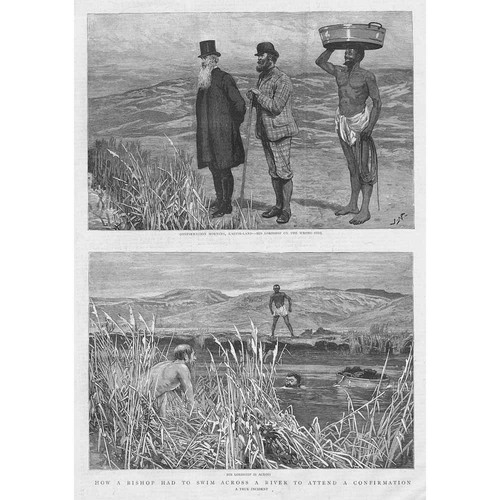 SOUTH AFRICA How a Bishop had to Cross a River for a Confirmation old Print 1890