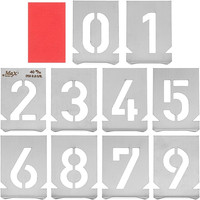"10 StüCk 10 Stile Zahlen Schablone 2.5X1.6\" Edelstahl Schablonen Wiederverwendba"