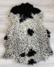 100 Natural Gotland Sheepskin Rug, Natural Color, White,black,dark Brown
