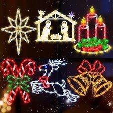 16" Christmas Window decor Lights Deer Bell star Candle Nativity Candy 6 Pack-33