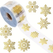Stickers for Christmas and Winter Season: Golden FOIL Snowflakes 500 ct