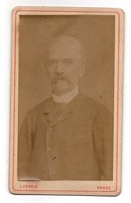 Antique CDV Circa 1870s J. Ferrie Old Man With Mustache In Suit Rodez France