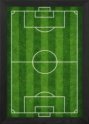 Gerahmtes Wandbild Poster Leinwanddruck Bild Draufsicht auf ein Fußballfeld