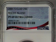 2001 s revêtu état quart d'épreuve RHODE ISLAND NGC certifié ULTRA CAMÉE