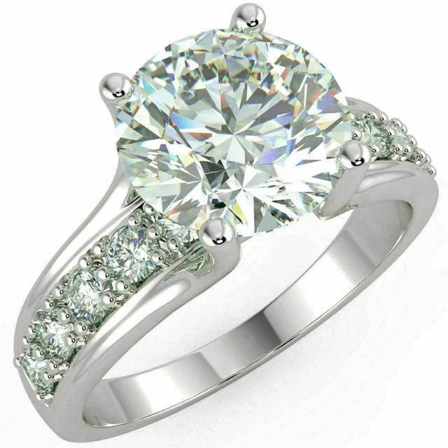 3.50Ct Round Cut D/VVS1 Moissanite Solitaire Engagement Ring 925 Sterling Silver