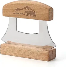 Alaskan Mezzaluna Ulu Knife Salad Veggies Rocker Chopper Slicer Cutter Hashing