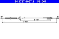 ATE Bremsseil Seilzug Feststellbremse 24.3727-1067.2 FüR Renault Clio SB0 2 16V