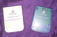 Lot of 2 Playstation 1 PS1 OEM 15 Block Memory Card SCPH-1020 Blue Gray