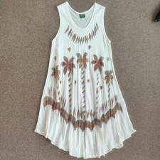 Sea&Sun one size(12 -20) ivory viscose summer beach asymmetrical hem midi dress