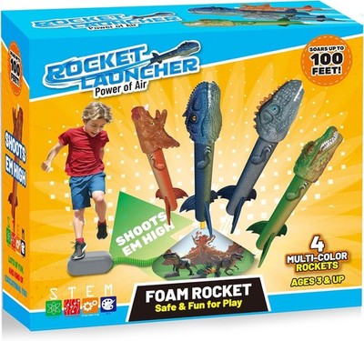 Dinosaur Rocket Launcher for Kids, 4 Rockets with Launcher Pad,