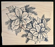 Northwoods Rubber Stamp Christmas Poinsettias Arrangement Holidays