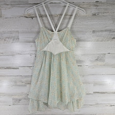 FREE PEOPLE Double Strap Linen Blend Flirty FIT FLARE Dress Size 6 Floral Green