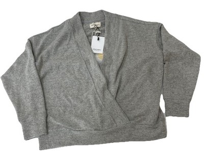 Short Story Thread & Supply Wrap Pull over Sweater Heather Grey Petite S