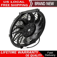 12" Reversible Radiator Fan 1400CFM 12V Curved Blade Electric Cooling Fan 80W