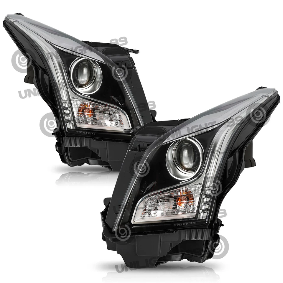 Halogen Headlamp For 2013-2018 Cadillac ATS Headlight Assembly LH+RH W/Bulbs - Image 2 of 4