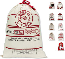 Christmas Santa Sack, Large Christmas Canvas Gift Bag with Drawstring, Place to