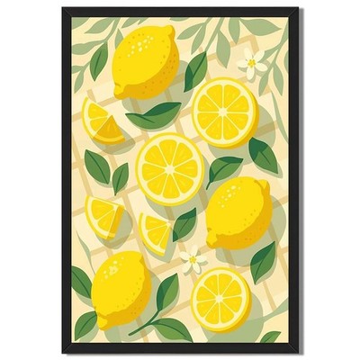 Fresh Lemon Fruit Framed Canvas Print Modern Wall Art Trendy Home Decor