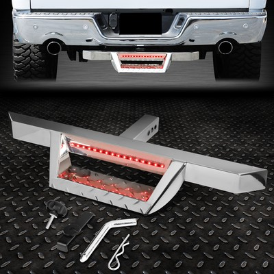 #ad FOR 2quot; TOW TRAILER RECEIVER CHROME HITCH STEP BAR BUMPER GUARD W LED BRAKE LIGHT $77.88