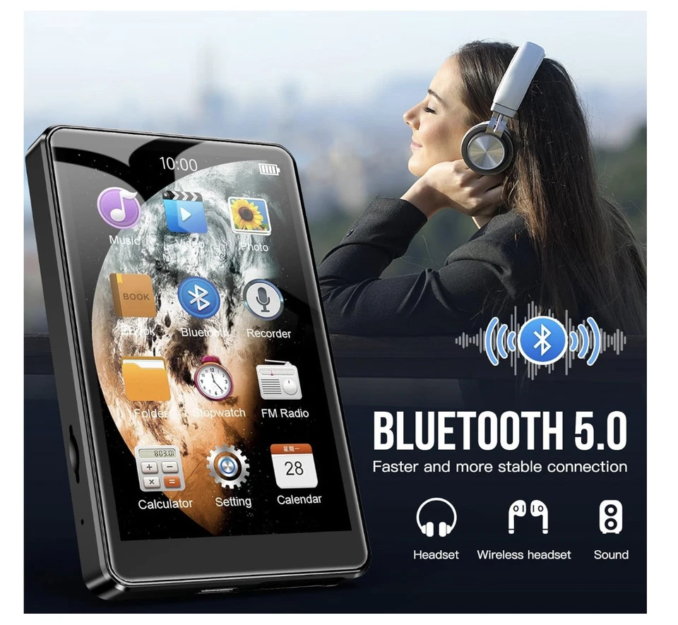 LIUWID - Reproductor de MP3 80 GB, táctil de 4 pulgadas, radio FM, libro elec... - Imagen 2 de 4