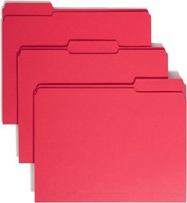File Folder, Reinforced 1/3-Cut Tab, Letter Size, Red, 100 per Box 12734 
