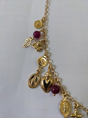 Mia Fiore 18kt vergoldet Rosenkranz Anhänger Halskette Kreuz religiös Engel katholisch - Bild 6 von 11