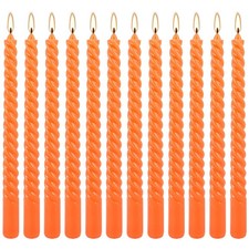 12 PCS 10 Inch Orange Spiral Taper Candles Unscented Twisted Long Burn