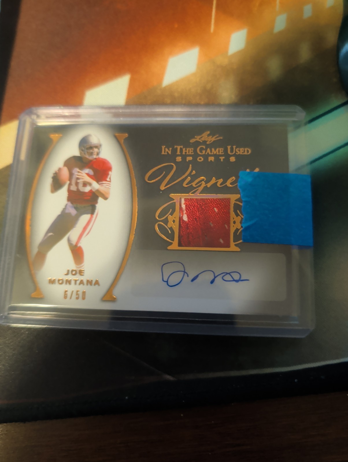 2022 Leaf In The Game Used Joe Montana Vignette Bronze Jersey Auto #6/50 view 1
