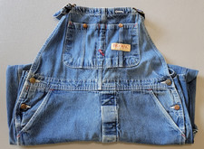 Vintage Big Mac Square Bak Denim Bib Overalls 40x26 Carpenter Jeans Made in USA
