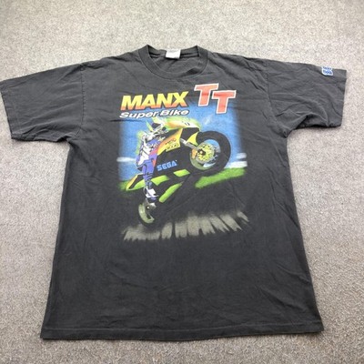 Vintage Manx TT Super Bike Shirt Mens Large Black Sega Oneita Isle Of Man 90s