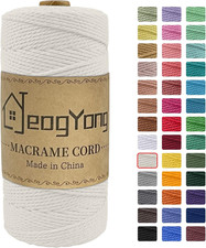Macrame Cord 2Mm X 218 Yards, 3-Strand Twisted Natural Cotton Rope, Cotton Strin