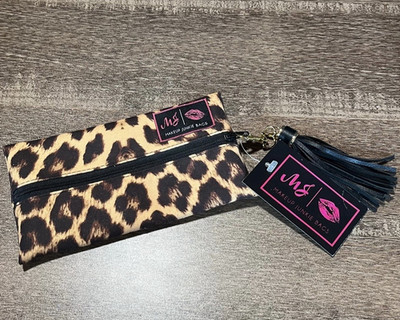 Makeup Junkie Bags Leopard Print Zipper Makeup Bag w/ Tassel Cotton Fabric