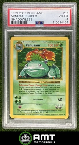 Venusaur PSA 4 1999 Pokemon Shadowless Holo #15/102 4464