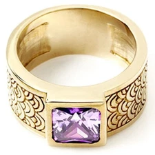 JAPANESE SEIGAIHA WAVE CREST GOLD BRASS RING