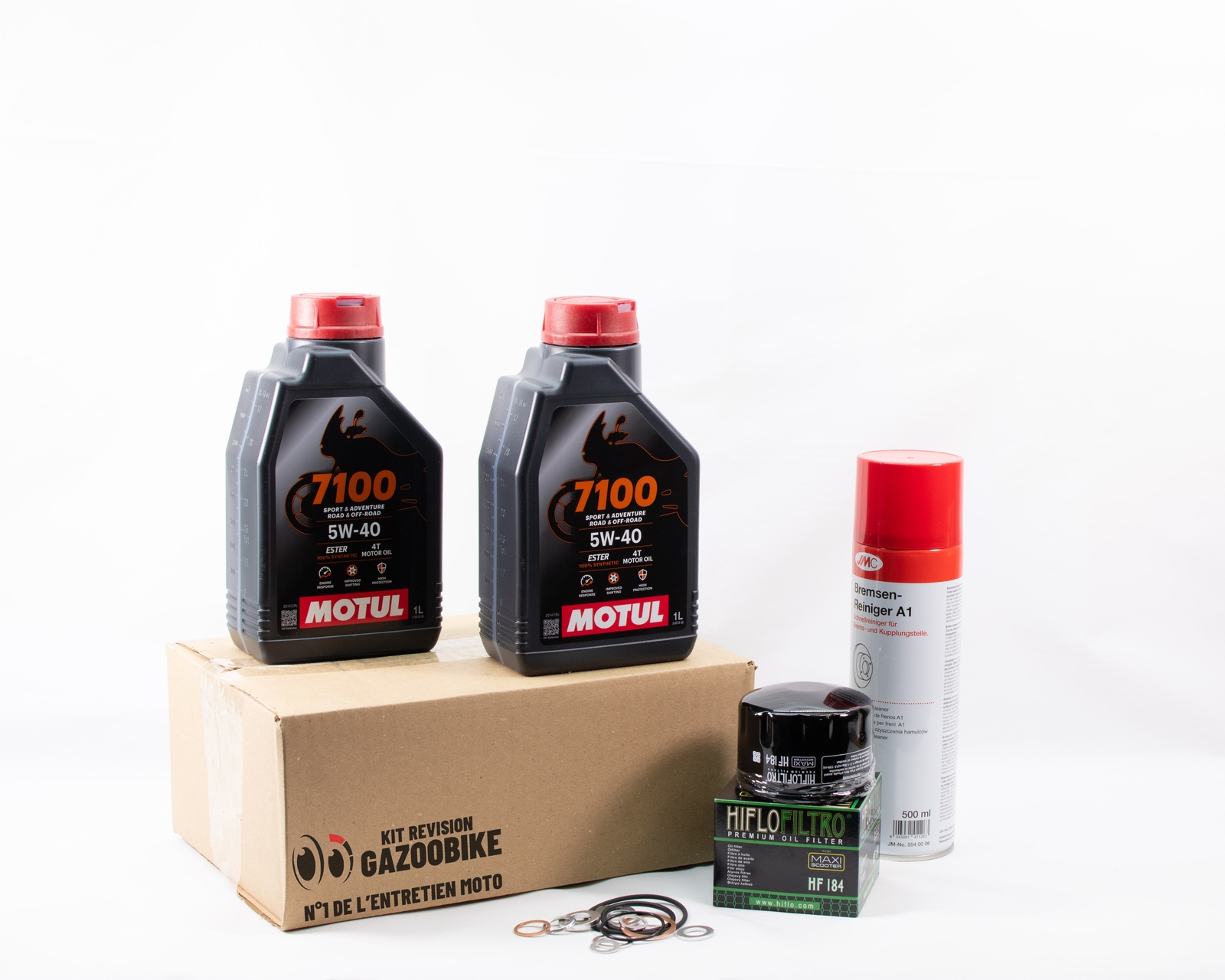 Kit vidange complet Gilera Nexus 500 pour révision hivernale huile Motul 7100 5w40