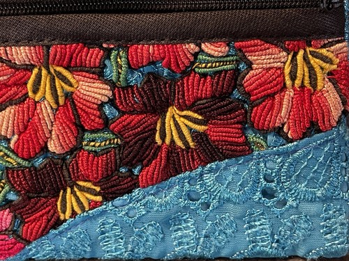 Guatemala Artisan Hand Embroidered BOHO Clutch Purse Cosmetic Makeup Zipper Bag - Picture 12 of 12
