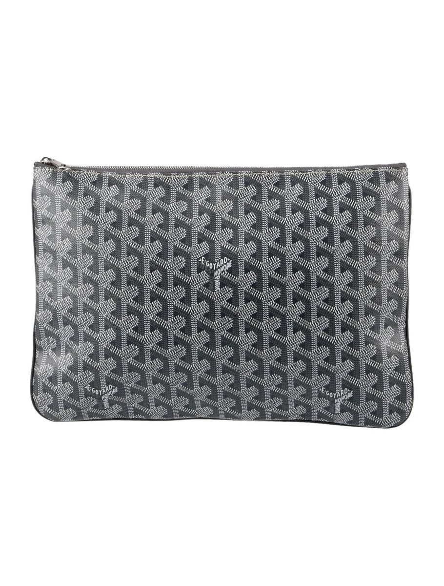 Goyard Grey Monogram Logo Senat MM Pouch Clutch | eBay
