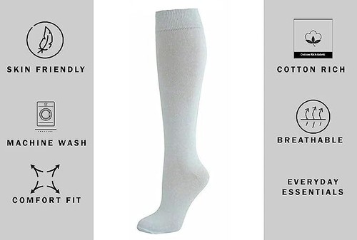 12 pares de calcetines ricos en algodón hasta la rodilla para niñas, calcetines de regreso a la escuela - Imagen 12 de 20
