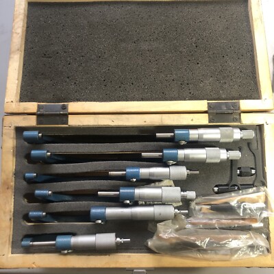 0-6  Outside Micrometer Set With Carbide Faces And Ratchet/Lock Spindle .0001 
