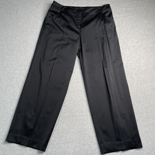 Eileen Fisher Pants Womens Petite Large PL Black Wide Slacks Workwear Slick